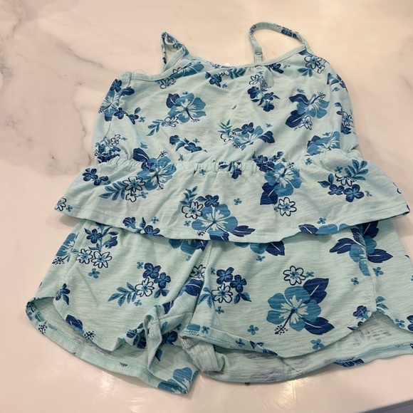EUC Cat and Jack Tropical Print Matching Set Blue Size Medium - Picture 2 of 7